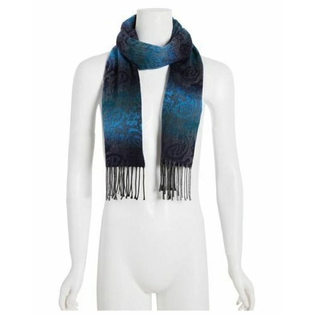 Steve Madden Womens One Size‎ Ombre Paisley Muffler Scarf Blue C4054 $42 1552